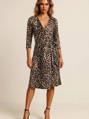 Leopard Print Wrap Dress By  Express